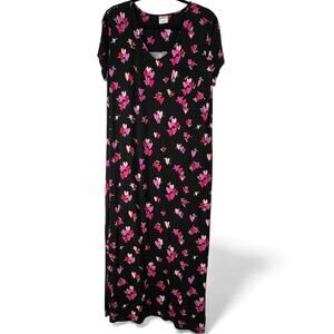 SOMA L Cool Nights Short Sleeve Long Sleepshirt  Heart  Dress Pajama Lounge